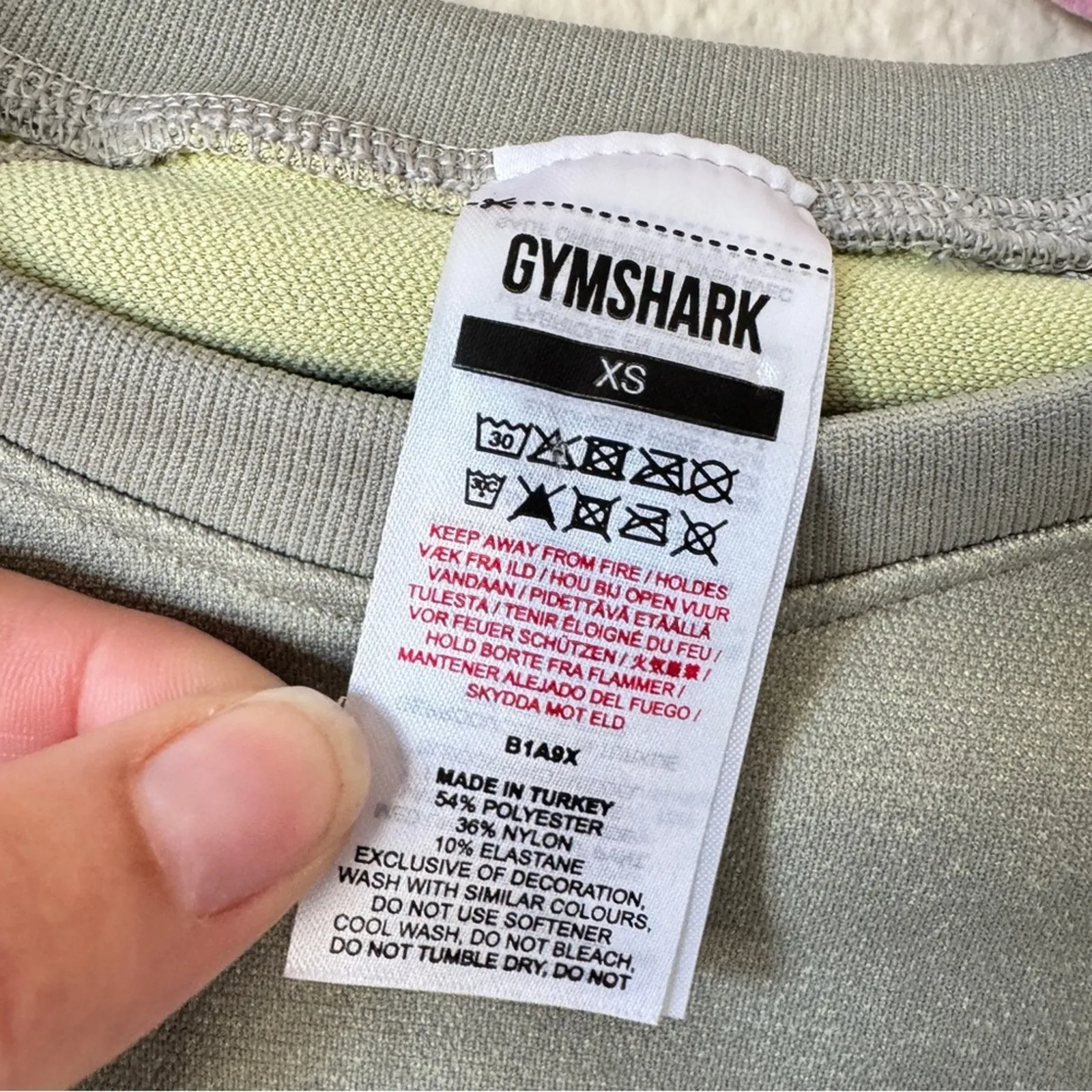 Gymshark Lime Green Cropped Fitness Top Womens XS Long Sleeve Athletic Shirt - Image 6