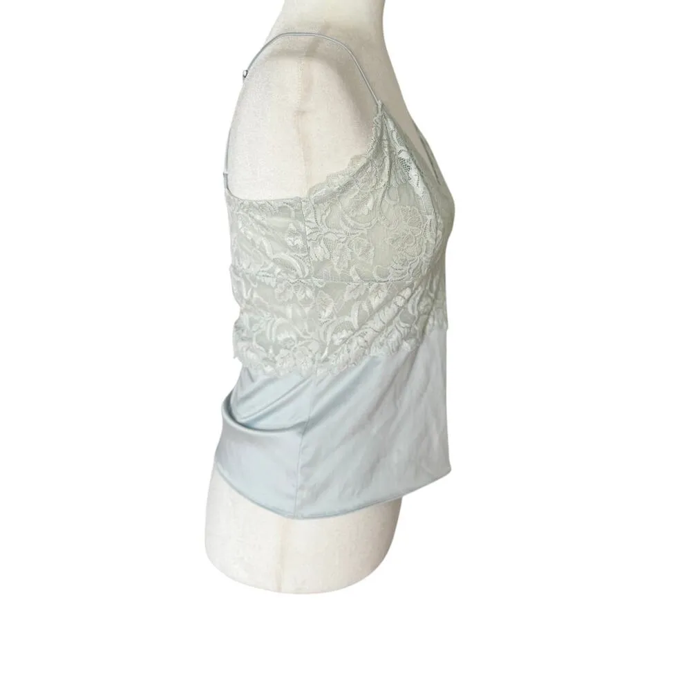 VINTAGE BANANA REPUBLIC Babydoll Lace Trim Baby Blue Tank Top in Size Med. - Image 3