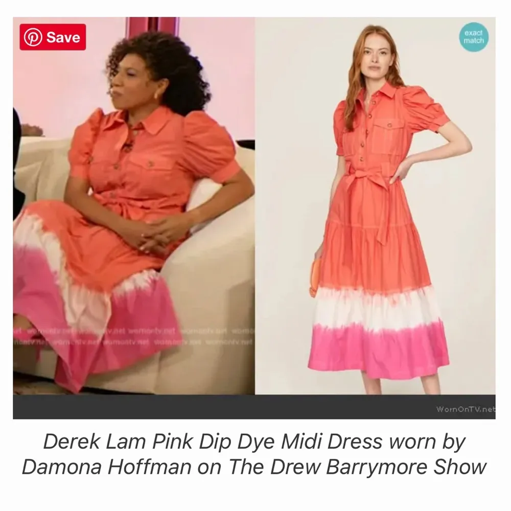 Derek Lam Collective Midi Dress Women's 12 Pink Dip Dye Dress - Image 2