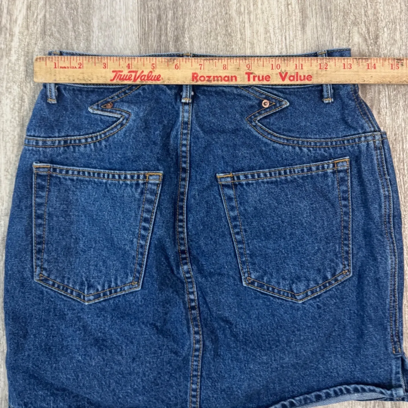 GRLFRND Odette denim mini skirt  color Call It Love Size 26 A Line High Waisted - Image 8