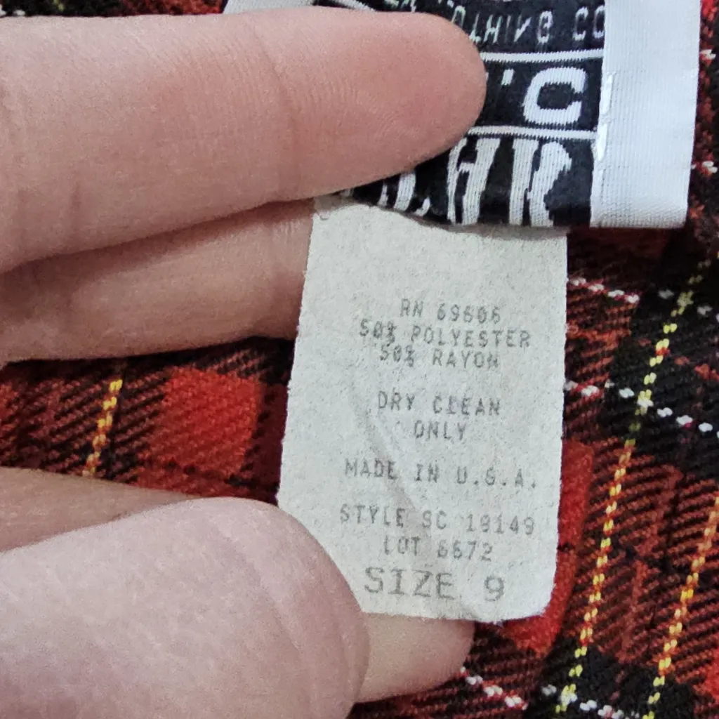 Star CCC Y2k Red Plaid Pleated Button Side Mini Skirt Size 9 Academia Preppy - Image 7