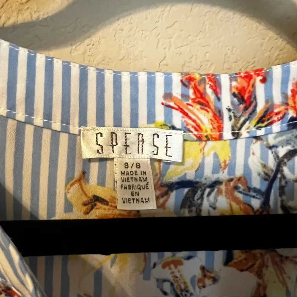 Spense Striped and Floral Midi Jumpsuit Blue Size 8 - Image 5