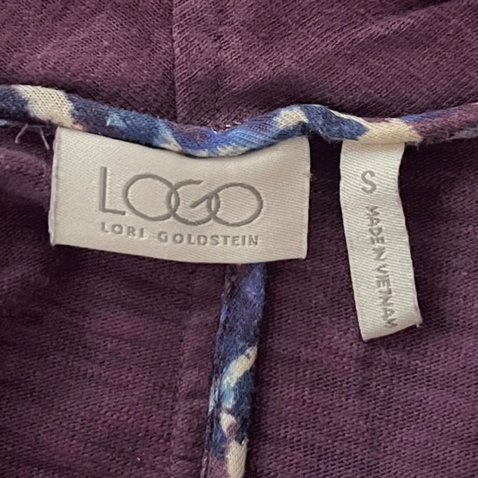 Logo by Lori Goldstein Cardigan Women Small Purple Colorblock Logo Lounge Casual - Image 5