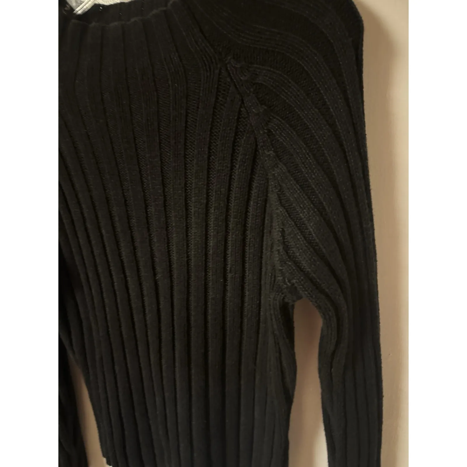 Vintage 1980s Herman Geist Women's Black Ribbed Mock Neck Sweater Size M - Image 3