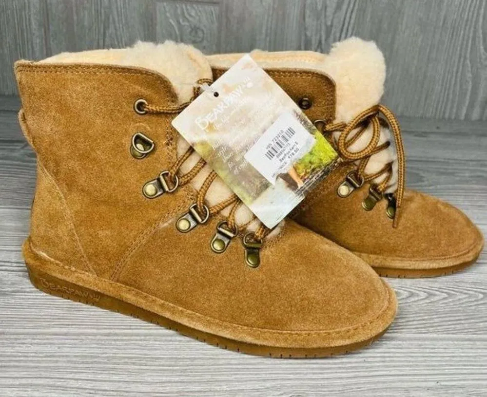 Bearpaw Kerri Suede Lace-up Boots shoes NeverWet suede wide 7 brown winter - Image 2