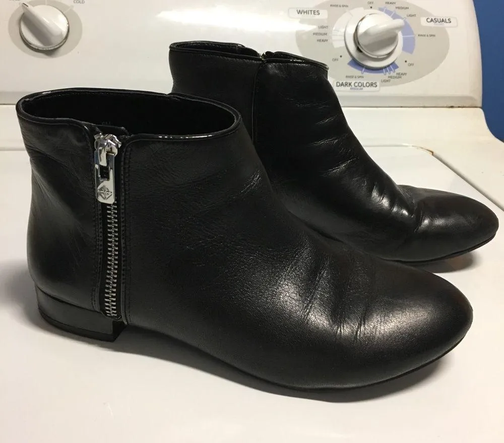 Antonio Melani  ankle black leather booties - Image 3