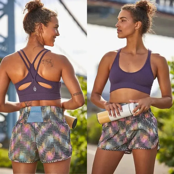 Free People The Way Home Euphoria Print Shorts Black Multi NWOT Size Small $40 - Image 3