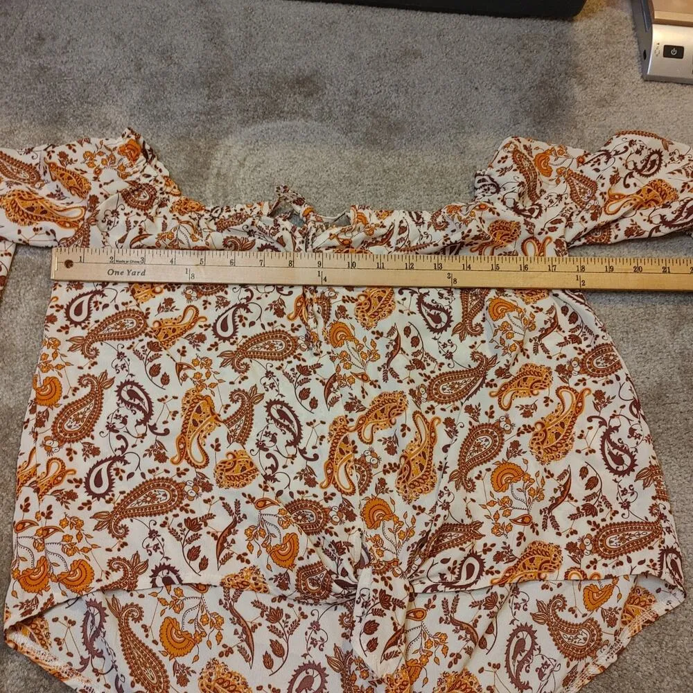 Stella Tweed Size Medium M Blouse Paisley Sheer Light Weight Top Boho - Image 4