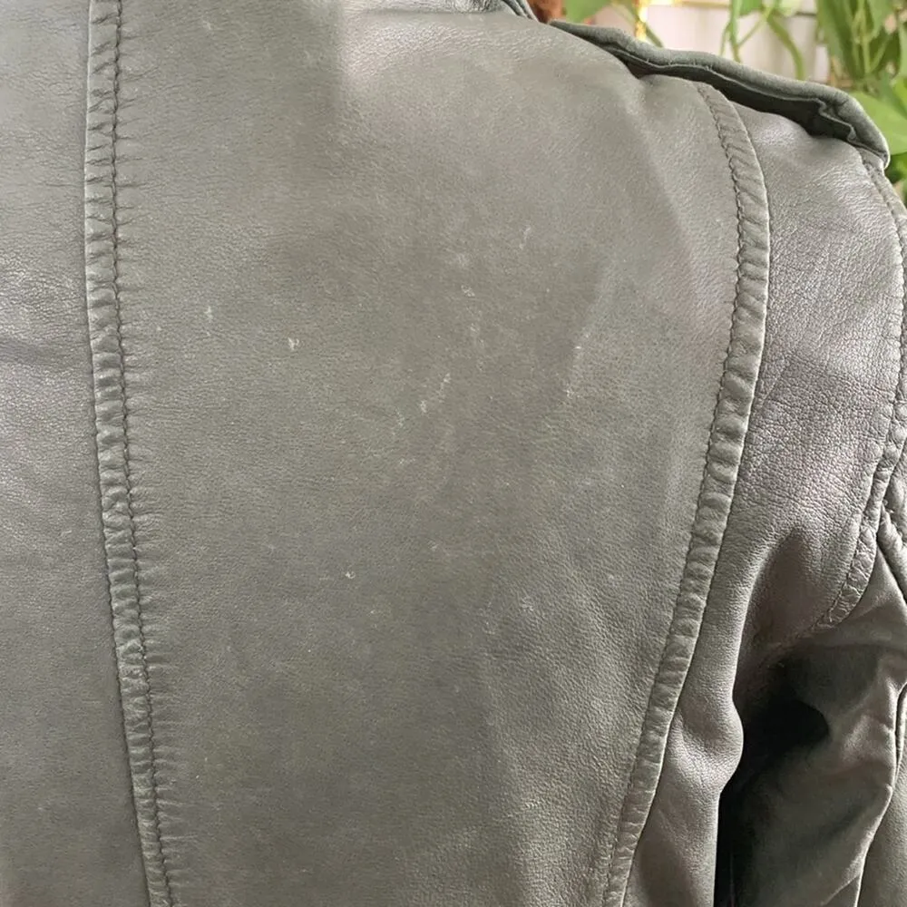 Goosecraft Biker 513 Hunter Green Leather Zip Up Moto Jacket - Image 10