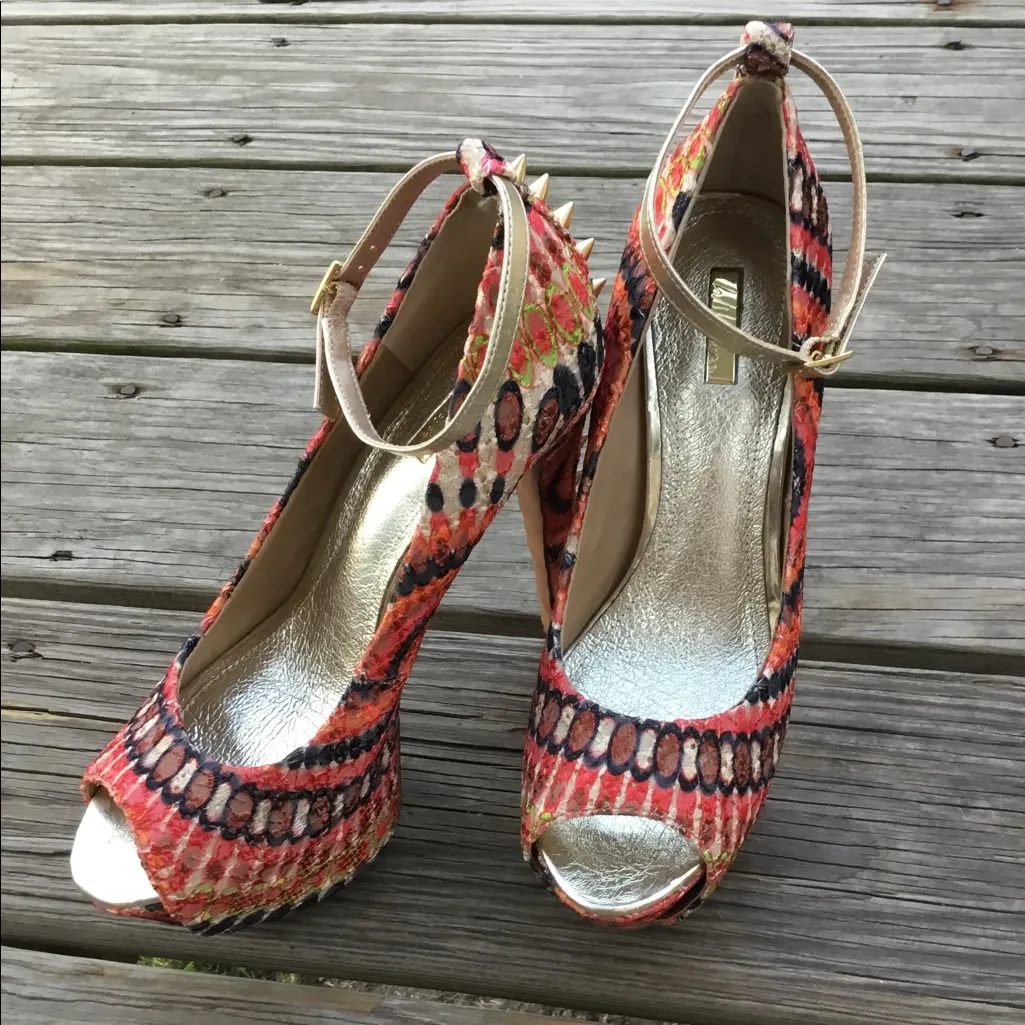 Fancy colorful dressy pumps 👠💄 Orange Size 8 - Image 2