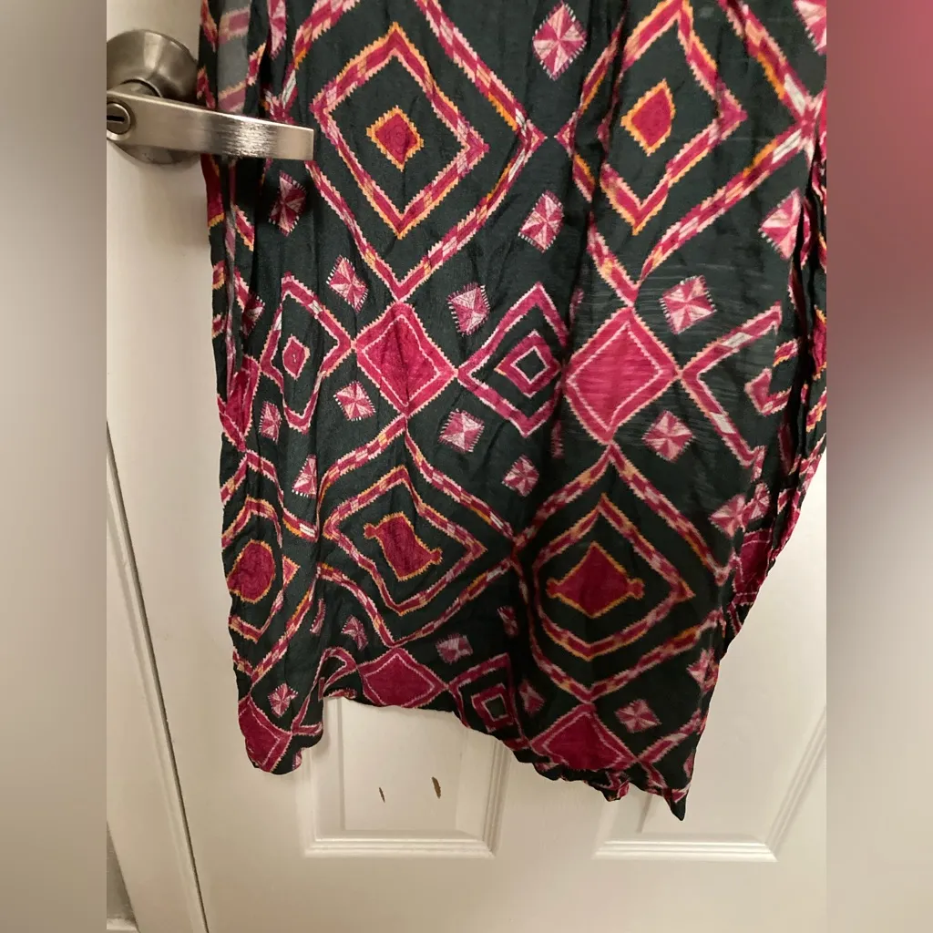 ***Rujuta Sheth Anthro Marie Cinched Caftan/Kaftan Pink Rose Diamond Print Dress Size undefined - Image 11