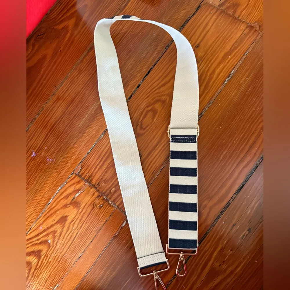 Leopard print and navy and white striped purse straps Black - Image 3