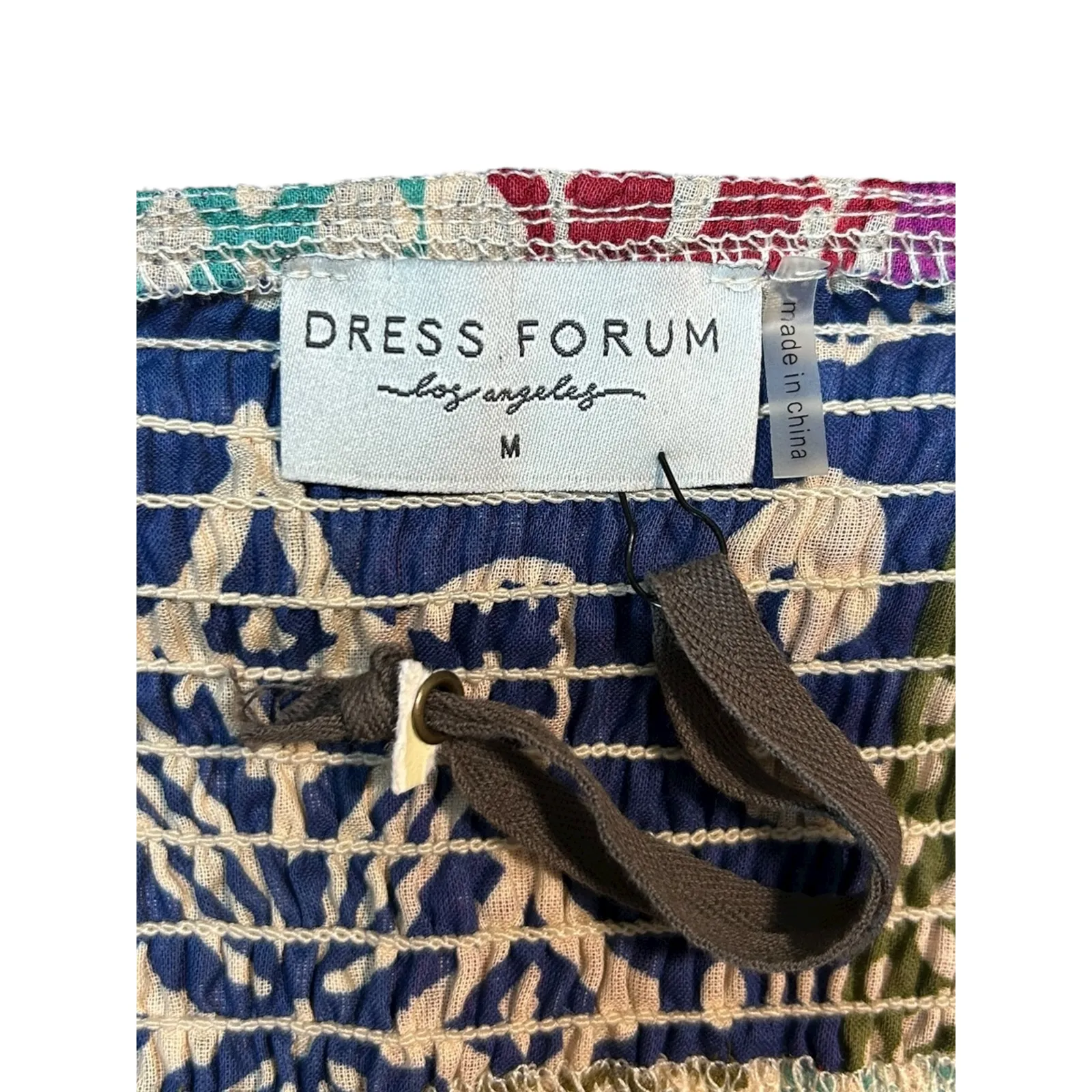 Dress Forum Los Angeles NWOT Multicolor Patchwork Square Neck Puff Sleeve Top - Image 6