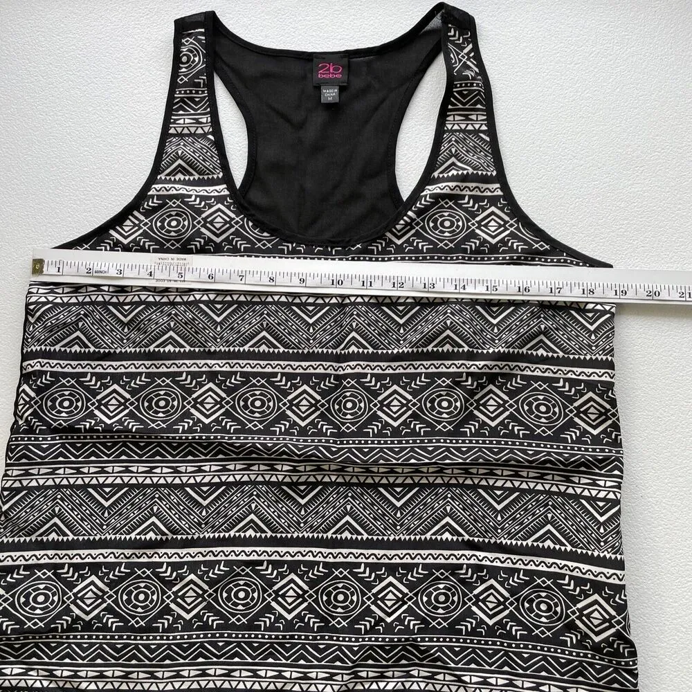 Bebe 2B High Low Aztec Print Racerback Tank Top Womens Size M Sheer Back - Image 5