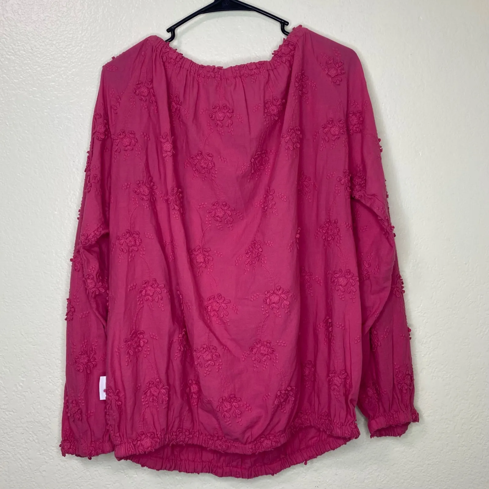 LOVE MOSCHINO Pink Embroidered Cotton Boho Peasant Blouse Top Cottage Size 8 - Image 10