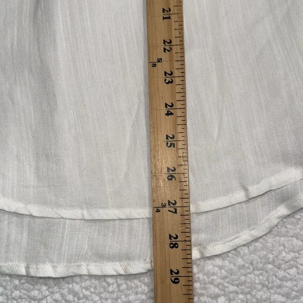 KORI AMERICA size small hi low v-neck white long sleeve button-up blouse beachy - Image 2