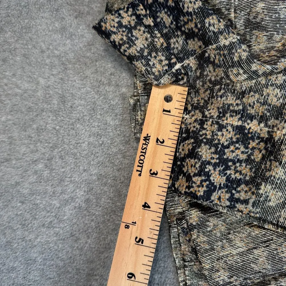 KOCH Metallic Erica Skirt Shorts Women's X-Small Smocked Waist Black Gold Floral - Image 6