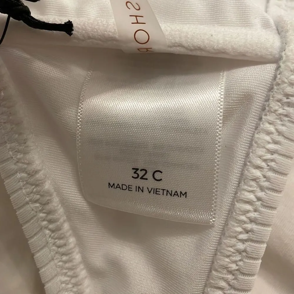 Shade & Shore White Ribbed Bikini Swimwear Top Womens 32C NEW Beach Travel - Image 8