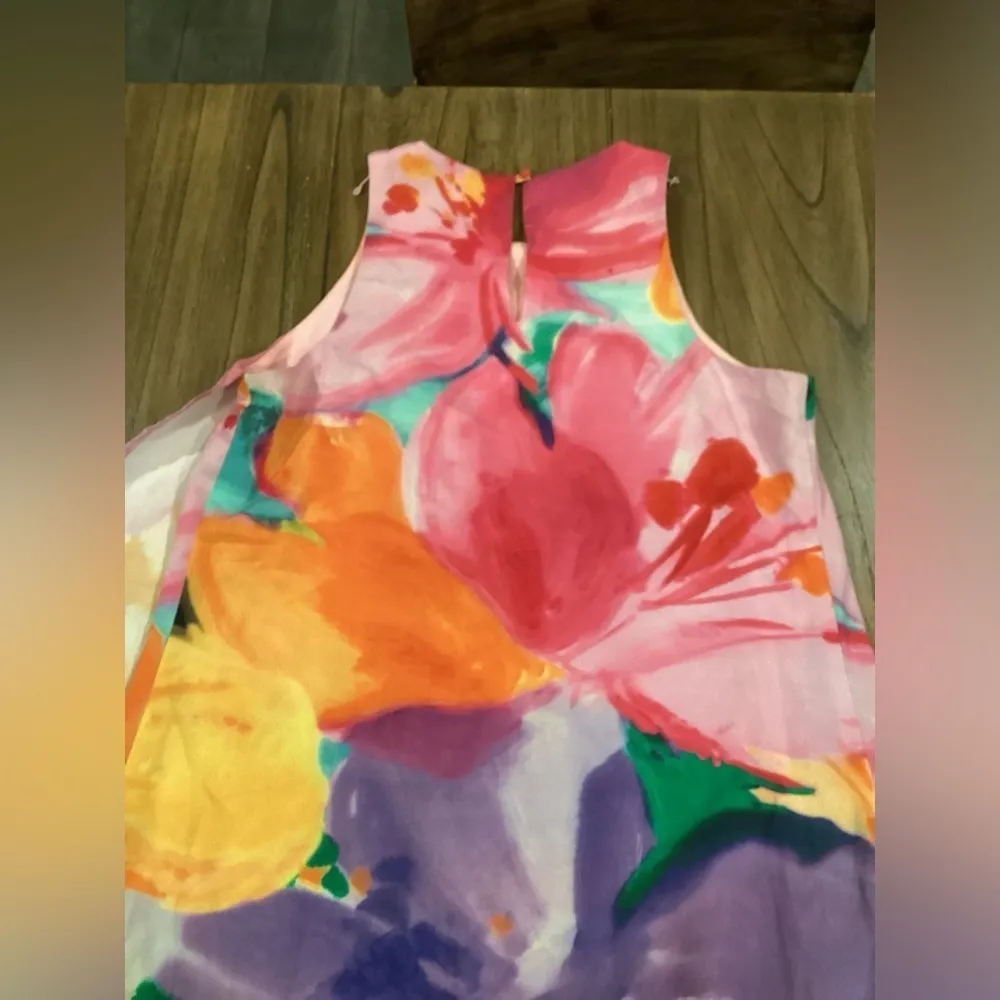 Lauren Ralph Lauren Floral Colorful Sleeveless crepe shift Cocktail mini Dress 6 - Image 4