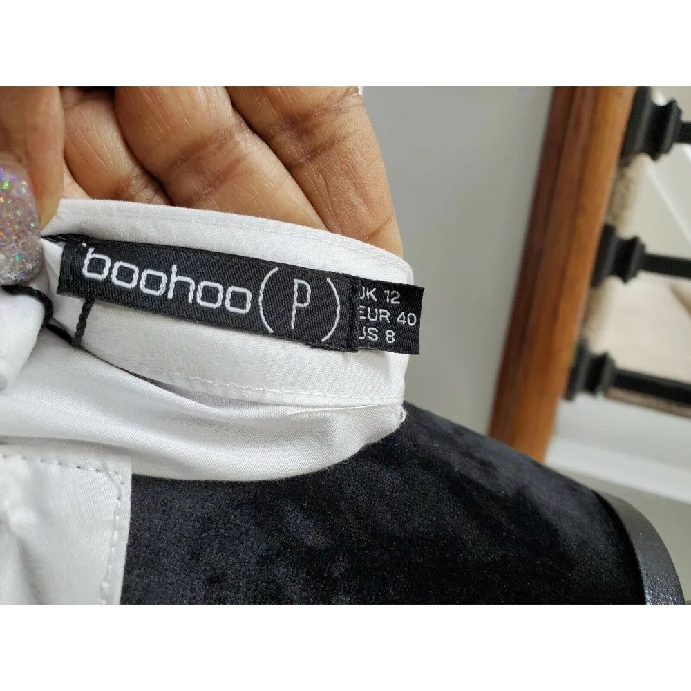 Boohoo Petite Women's White Cotton Laura Admiral Style Woven Shift Dress Size 8P - Image 9