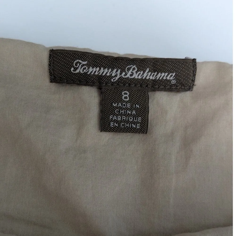 Tommy Bahama Two Palms Ruffle Skirt Tan Twill Beige Womens 8 Mini Resortwear - Image 4