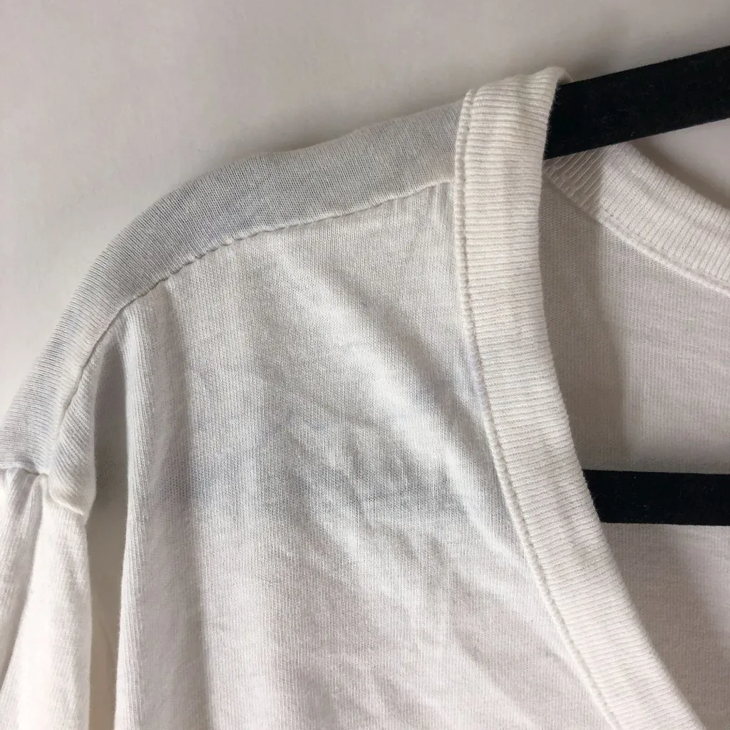 Woman Within Tunic T Shirt 3/4 Sleeve V Neck Cotton White 2X - Image 2