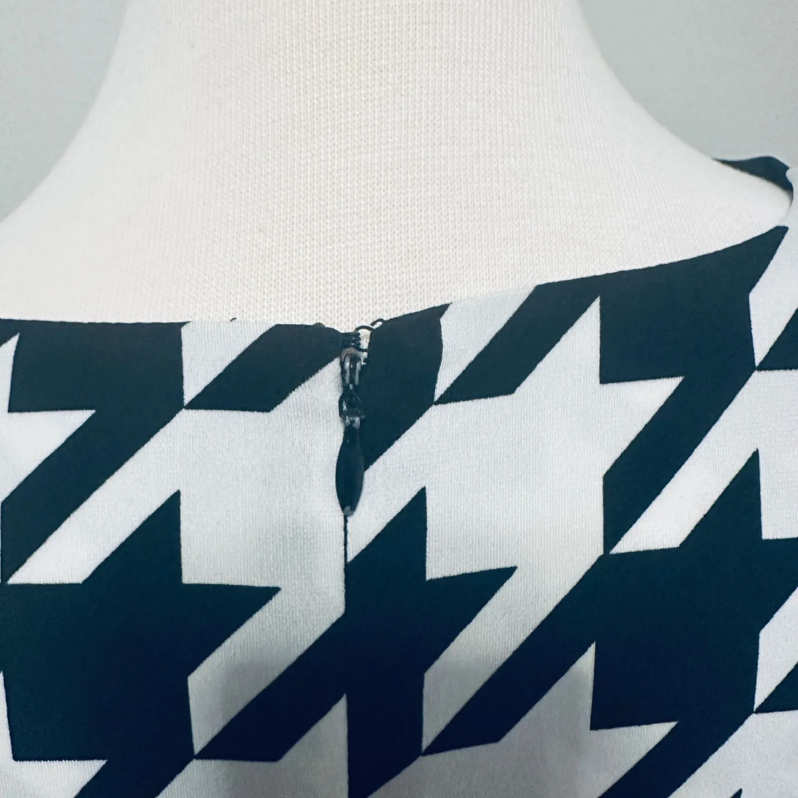 Ellen Tracy Career Office Siren Dress Size 14 Stretch Knit Houndstooth‎ Mob Wife - Image 9