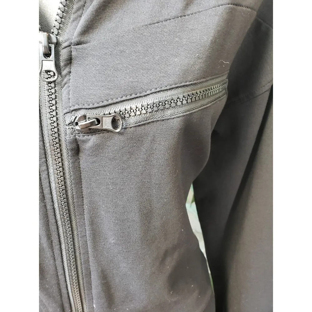 Capsulle Jumpsuit Womens Medium Black Solid Long Sleeve Collared Allover Zip - Image 13