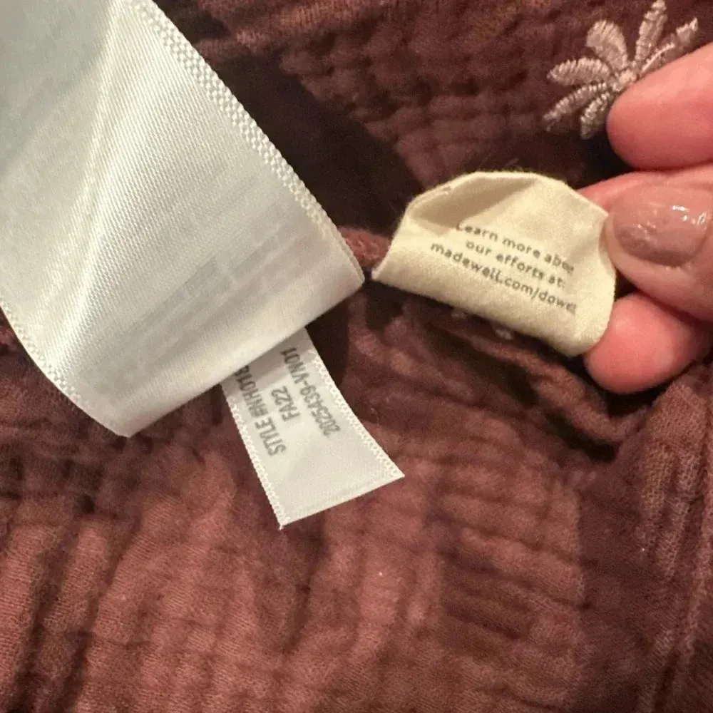 Madewell Embroidered Lightspun Peplum Open Back Top Women Small - Image 6