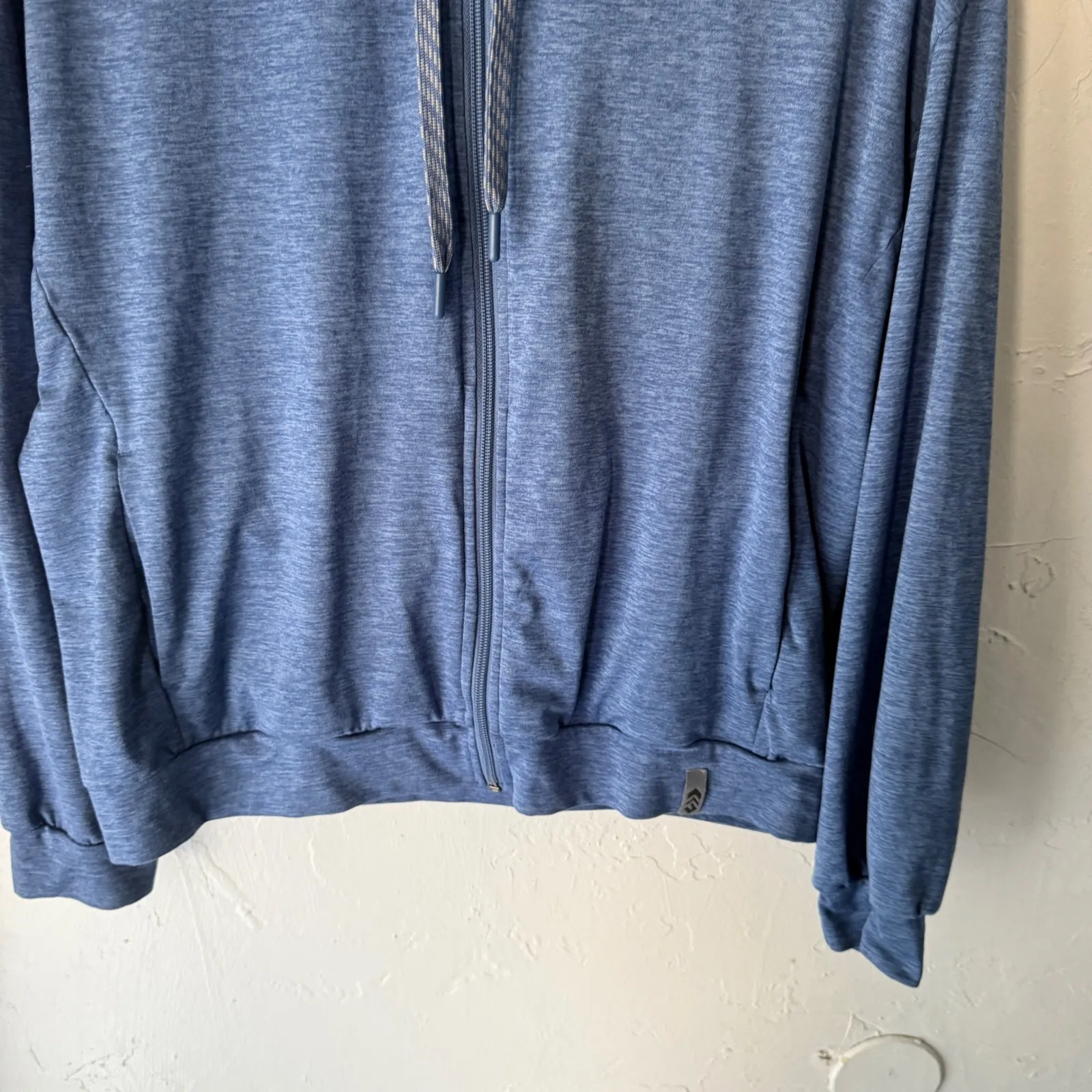 Free Country Blue Heathered Full Zip Hoodie Sweatshirt Jacket Size Medium - Image 3