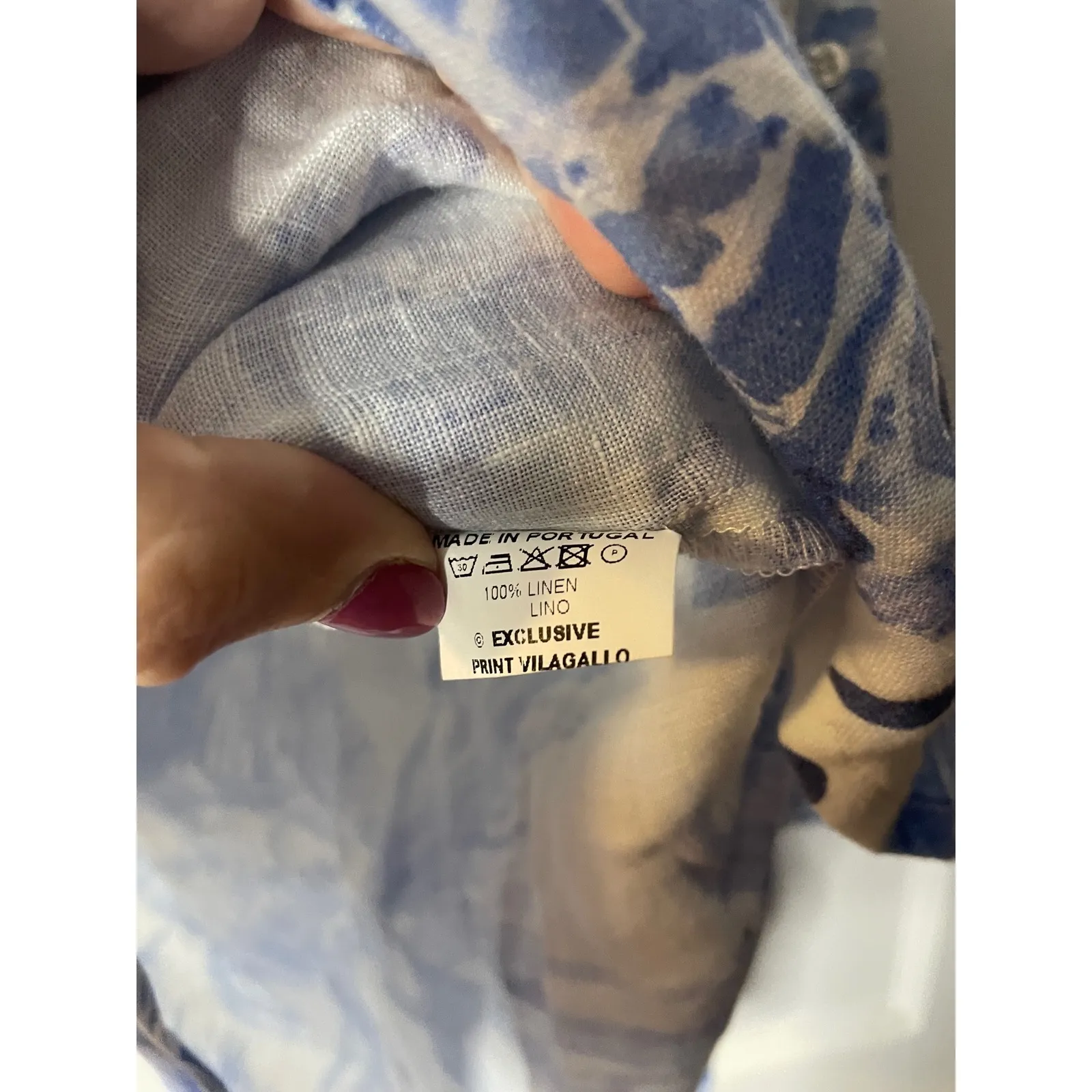 VILA GALLO Women's Blue Fish Print Linen Tunic Dress Cover Up Size 42 Medium M - Image 3