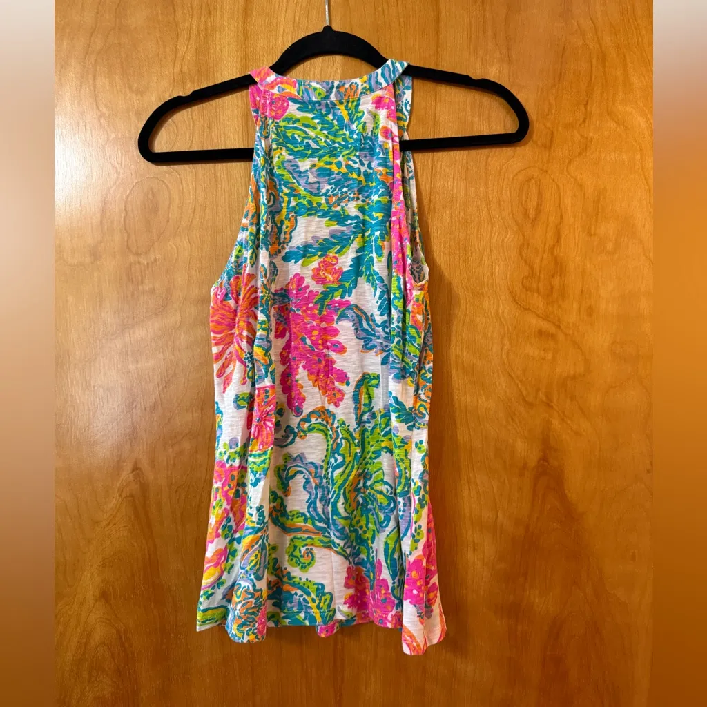 Lilly Pulitzer Tank Top Shirt Sleeveless Beach Ocean Green Pink Blue Small - Image 10