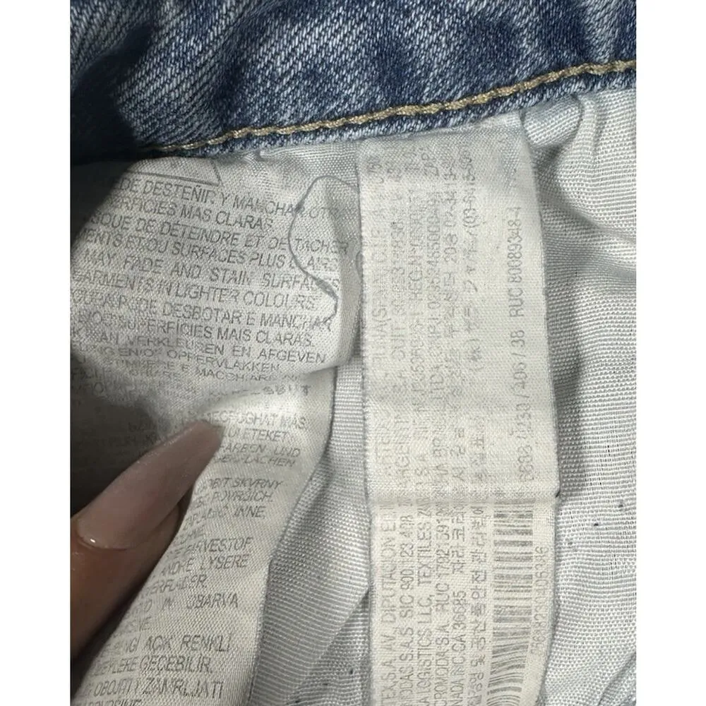 Zara Womens Cropped Jeans Frayed Hem Blue Wash Straight Leg High Rise US 6 EU 38 - Image 12