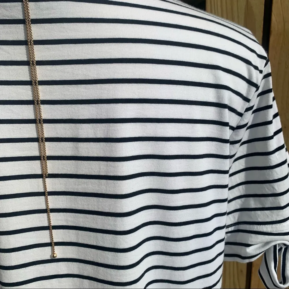 She + Sky Cream Black Stretch Striped T-shirt Dress Large L - Image 6