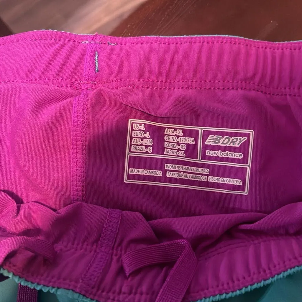 New Balance Women's Turquoise and Purple Shorts‎ - Image 2