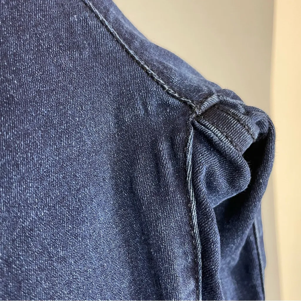 Free People Skinny Jeans Pull-On High Rise Dark Wash Blue Raw Hem Size 27 Women‎ - Image 11