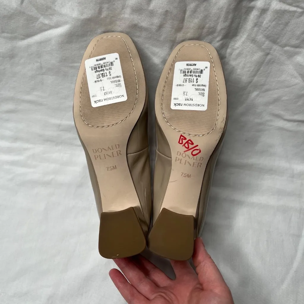 Donald Pliner Women Audry Patent Leather Block Heel Pumps Size 7.5M Taupe - Image 5