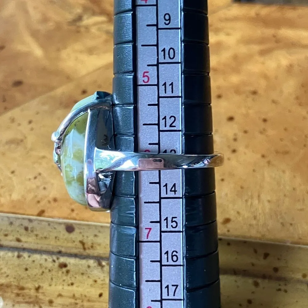 Natural Connemara Marble Sterling Silver Claddagh Ring Size 6 - Image 8