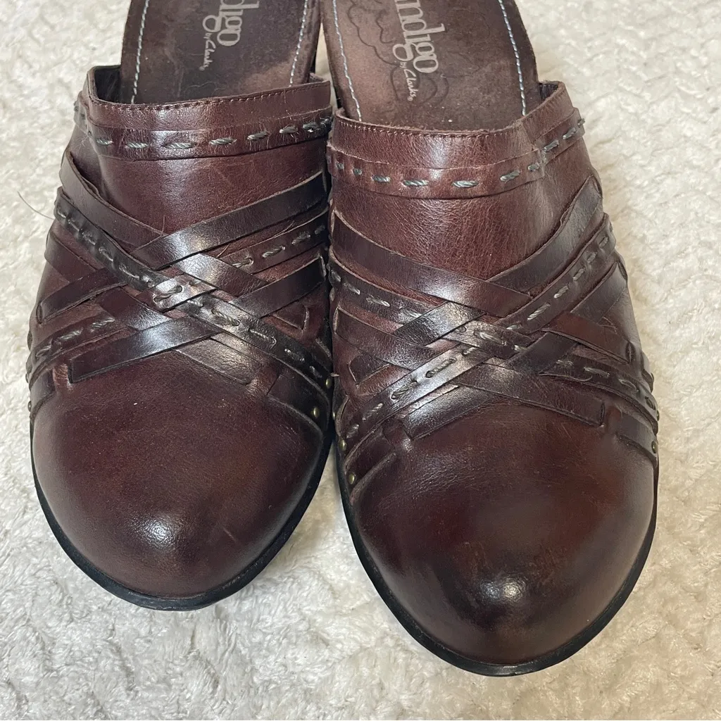 Clarks Indigo by‎  Women's Brown Leather Mule Clogs Size 6.5 - Image 9