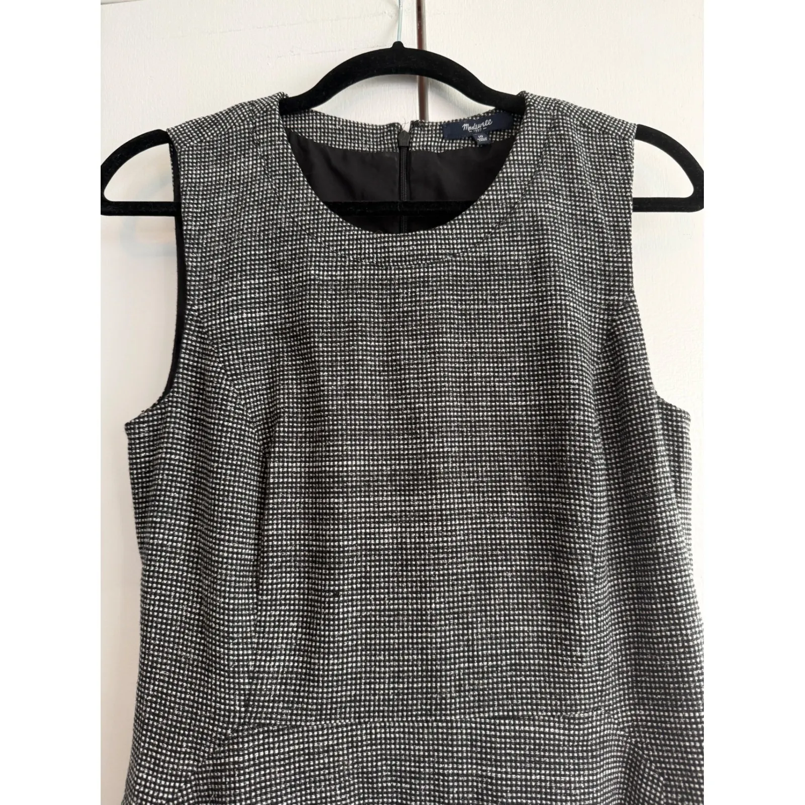 Madewell 1937 Sheath Dress Houndstooth Black‎ White Business Casual Size 10 Black - Image 3