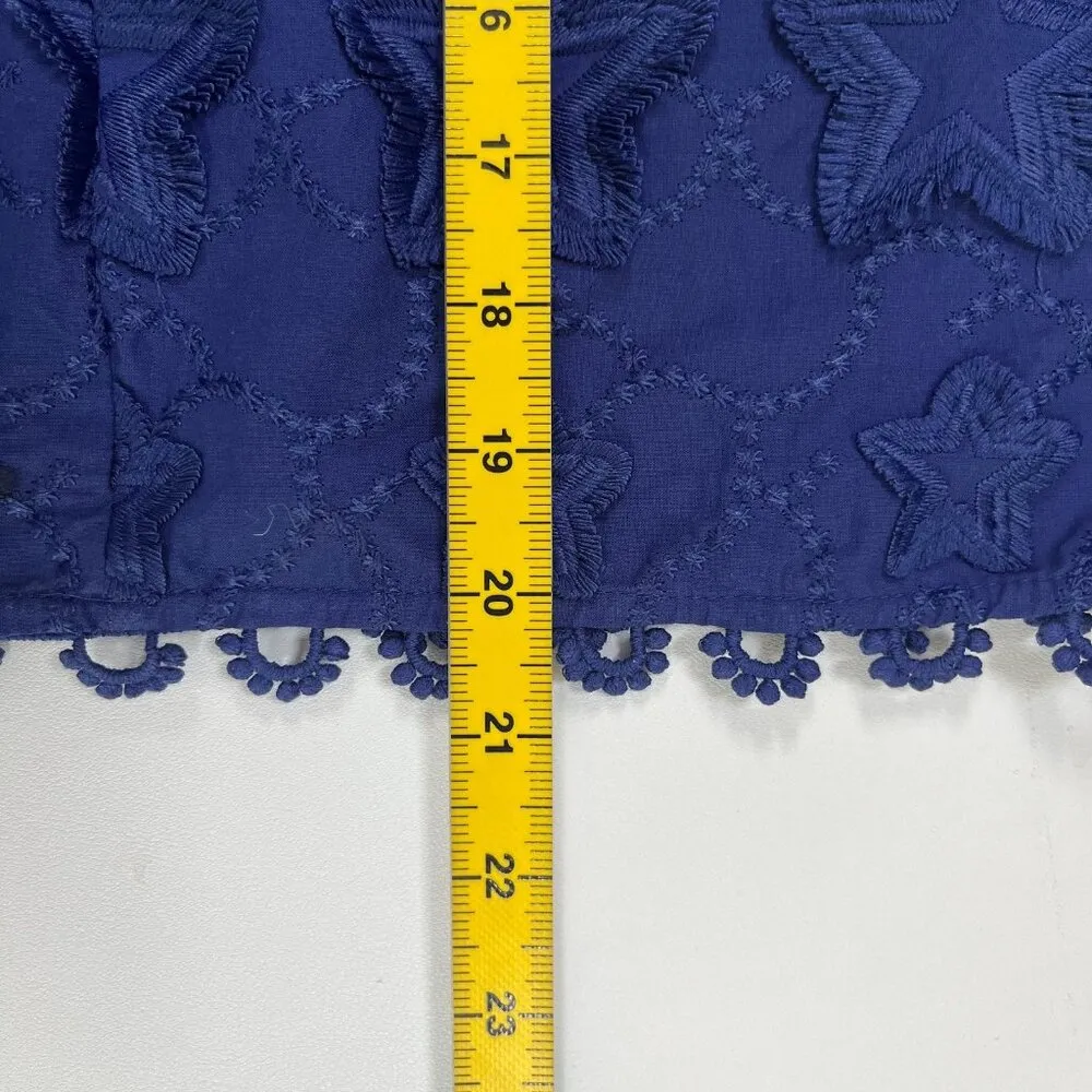 NWT Farm Rio 3D Star Embroidery Top Blouses Shirt Blue Size S Short Sleeve - Image 14