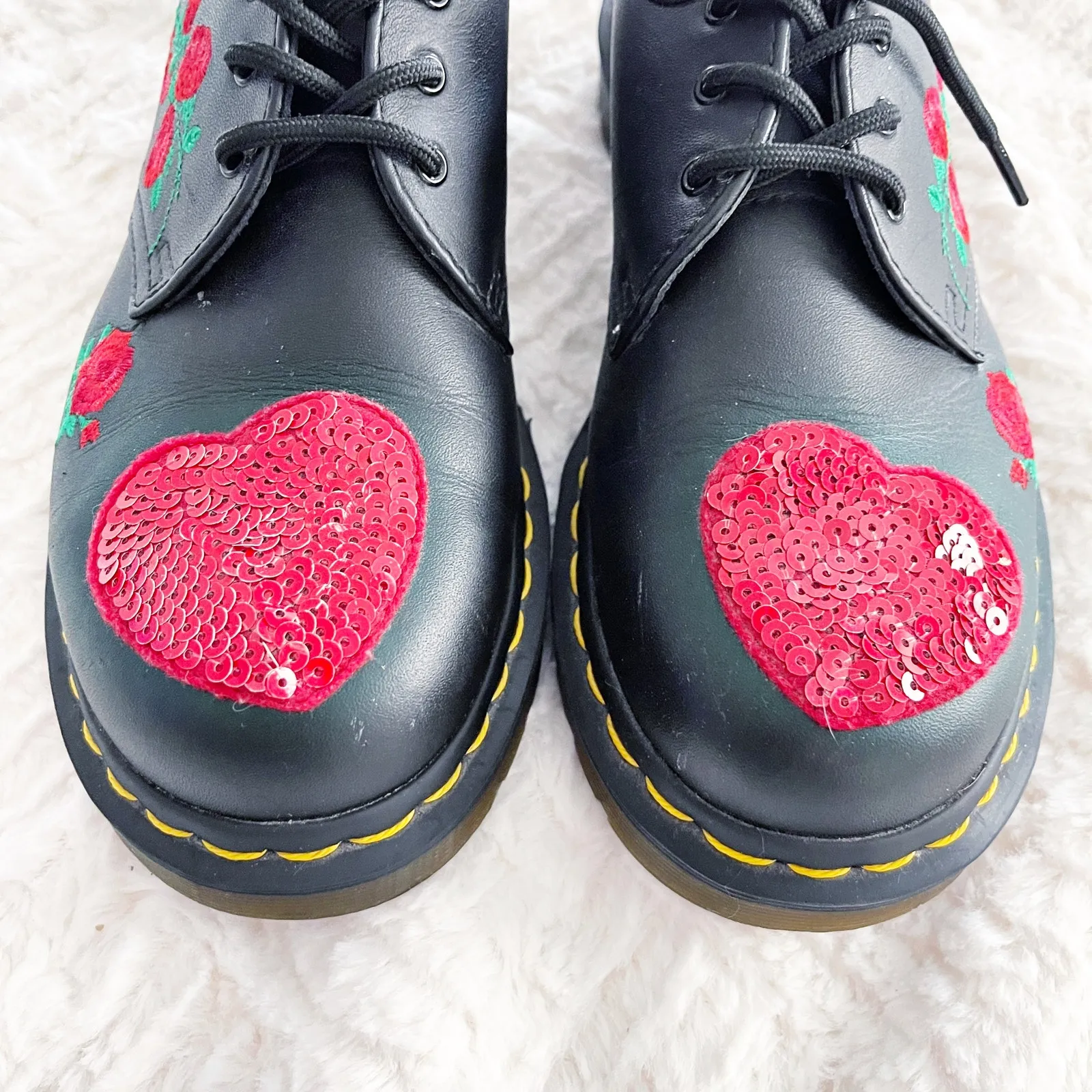 Dr. Martens 1461 Sequin Embroidered Hearts 3 Eye Oxford Shoe - Image 4