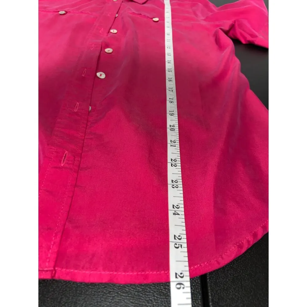 Chicos 0 Button Front Shirt Women S Short Sleeve Collar Chest Pocket Pink Modal - Image 8