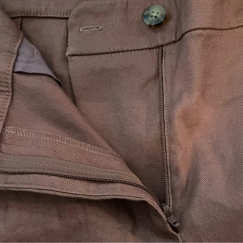 J Jill Womens Pants Brown Linen Stretch Cropped Flat Front Classic Size 12 - Image 7