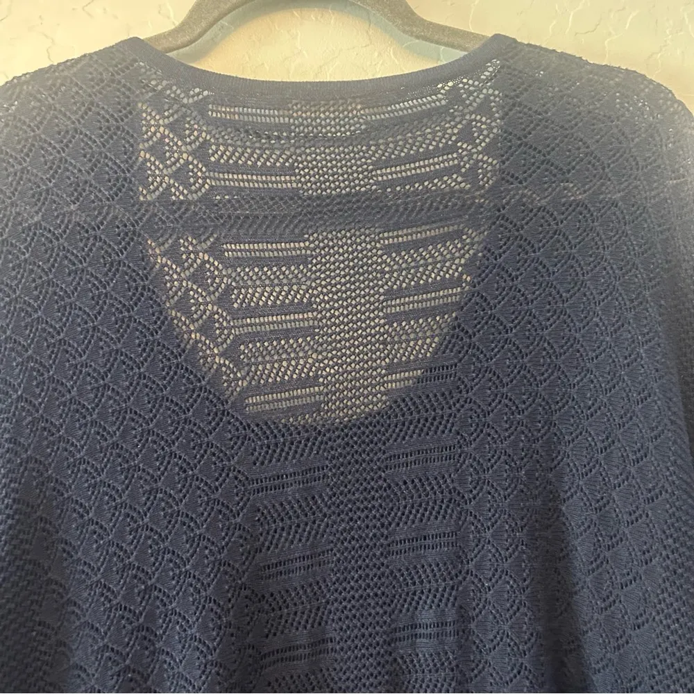 Soft Surroundings navy knit pointelle poncho coverup size small/medium - Image 11