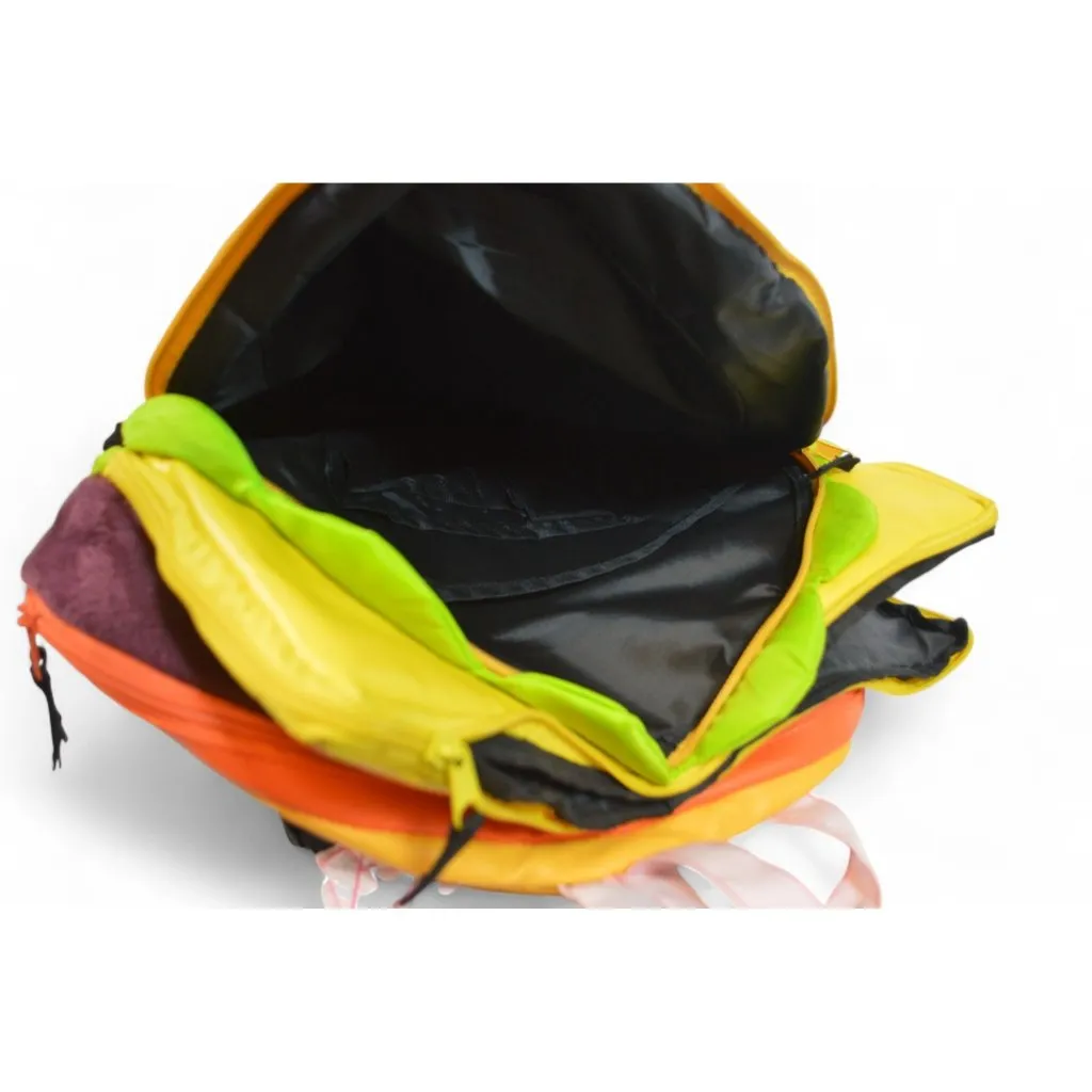 Vintage Hamburger Cheeseburger Novelty Backpack Round Food Shape Bag Gold - Image 5