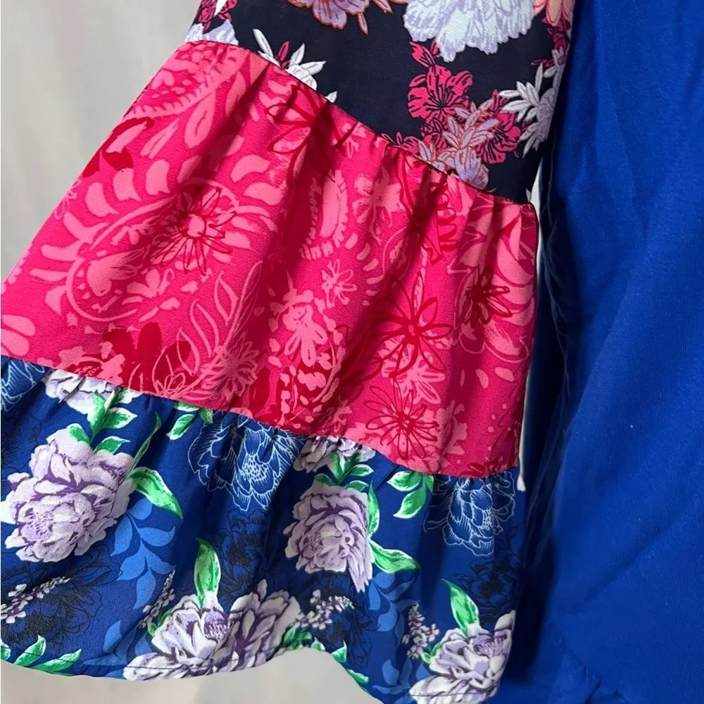 The Pioneer Woman mixed print boho peplum top size small Blue - Image 3