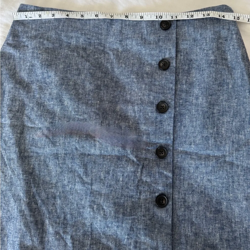 Anne Taylor Chambray Denim Linen Cotton Blend Button Skirt Size 4P Petite - Image 7