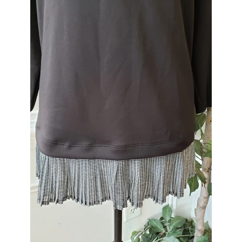 ALFANI Women's Black Solid Polyester Round Neck 3/4 Sleeve Top Blouse Size Large - Image 3