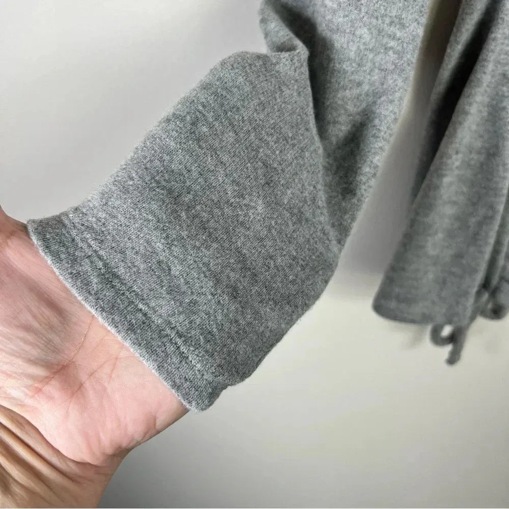 Lulus Womens Cinch Side Shirt Gray Long Sleeve Blouse Stretch Soft Bow Small NWT - Image 5